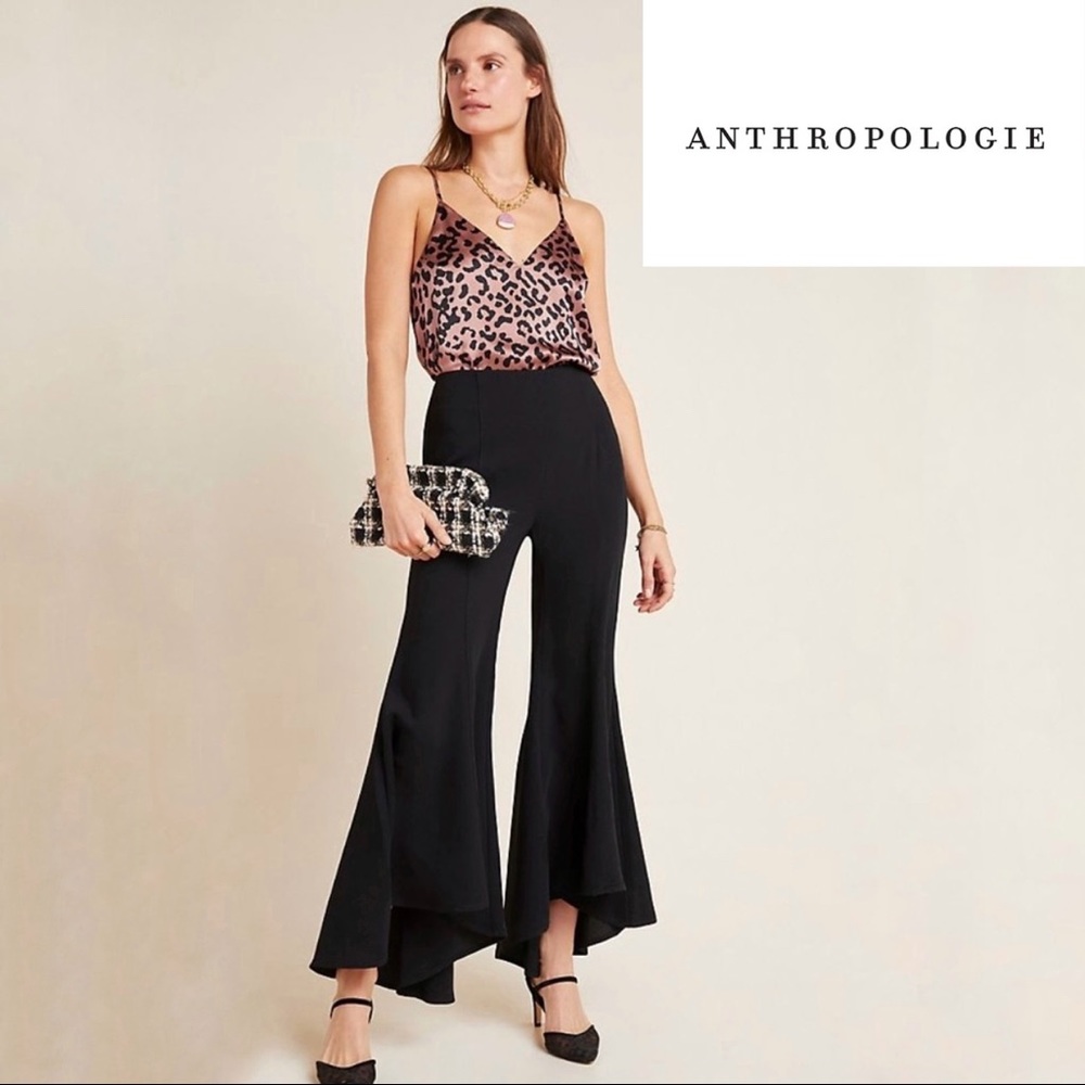 NWT Anthropologie Zinnia Flare Black Trousers